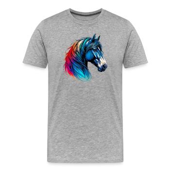 Cheval - T-shirt bio Premium Homme - gris chiné - Devant - Damien (186cm)