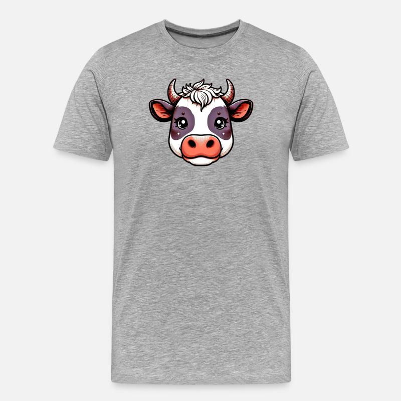 Kuh - Männer Premium Bio T-Shirt - Grau meliert