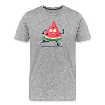 Pastèque sport cartoon  - T-shirt bio Premium Homme - gris chiné - Devant - Damien (186cm)