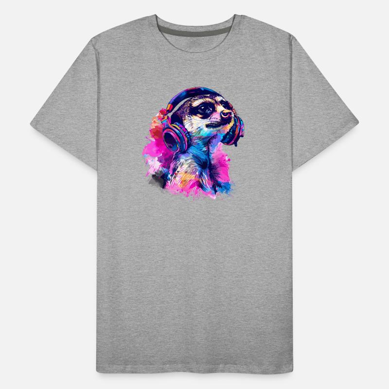 Erdmännchen Erdhündchen Scharrtier mit Kopfhörer Männer Premium Bio T-Shirt