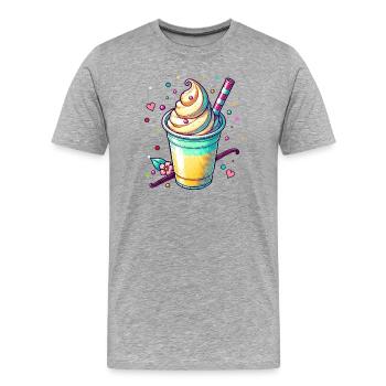 Verführerische Vanillträume:Vanille Milchshake - Männer Premium Bio T-Shirt - Grau meliert - Vorne - Damien (186cm)