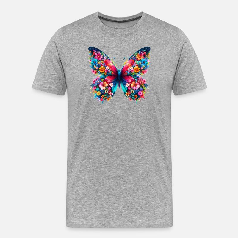 Schmetterling - Männer Premium Bio T-Shirt - Grau meliert