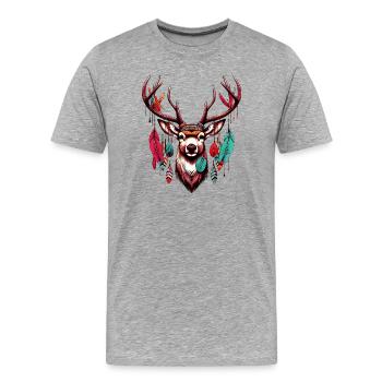 American Indian Deer American Red Indians - Men's Premium Organic T-Shirt - heather grey - Front - Damien (186cm)