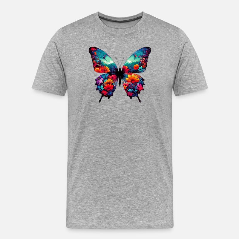 Schmetterling - Männer Premium Bio T-Shirt - Grau meliert