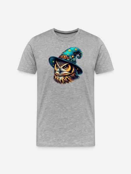 Wizard Owl - Men's Premium Organic T-Shirt - heather grey