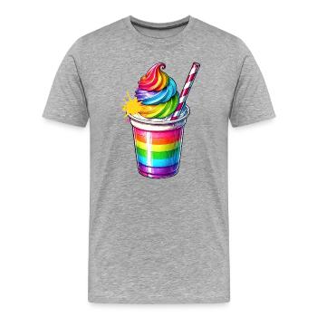 Pleasure for the Senses:Rainbow Milkshake Mug - Men's Premium Organic T-Shirt - heather grey - Front - Damien (186cm)