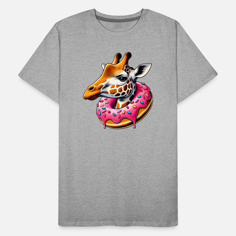 witziger Augenschmaus - Giraffe mit Donut Männer Premium Bio T-Shirt
