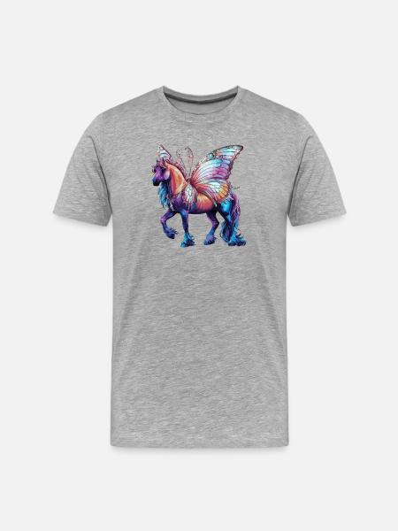 Cheval papillon - T-shirt bio Premium Homme - gris chiné
