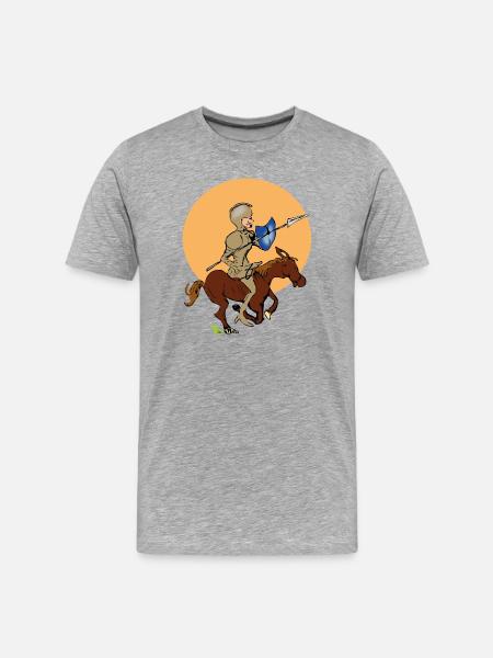 Ritter auf Pferd - Männer Premium Bio T-Shirt - Grau meliert