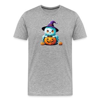 Hexen-Gespenst - Männer Premium Bio T-Shirt - Grau meliert - Vorne - Damien (186cm)