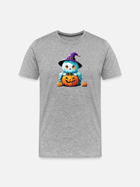 Witch Ghost - Men's Premium Organic T-Shirt - heather grey
