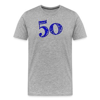 50. 50 ANS. 50e ANNIVERSAIRE. ANNIVERSAIRE 50 ANS. - T-shirt bio Premium Homme - gris chiné - Devant - Damien (186cm)