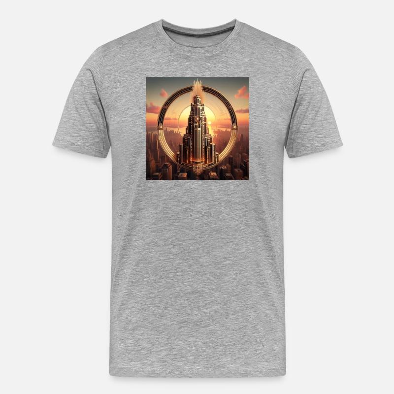 Wolkenkratzer 4 - Männer Premium Bio T-Shirt - Grau meliert