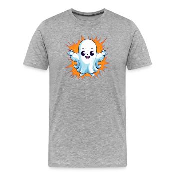 Halloween Gespenst - Männer Premium Bio T-Shirt - Grau meliert - Vorne - Damien (186cm)