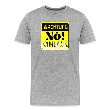 ACHTUNG BIN IN URLAUB - Männer Premium Bio T-Shirt - Grau meliert - Vorne - Damien (186cm)