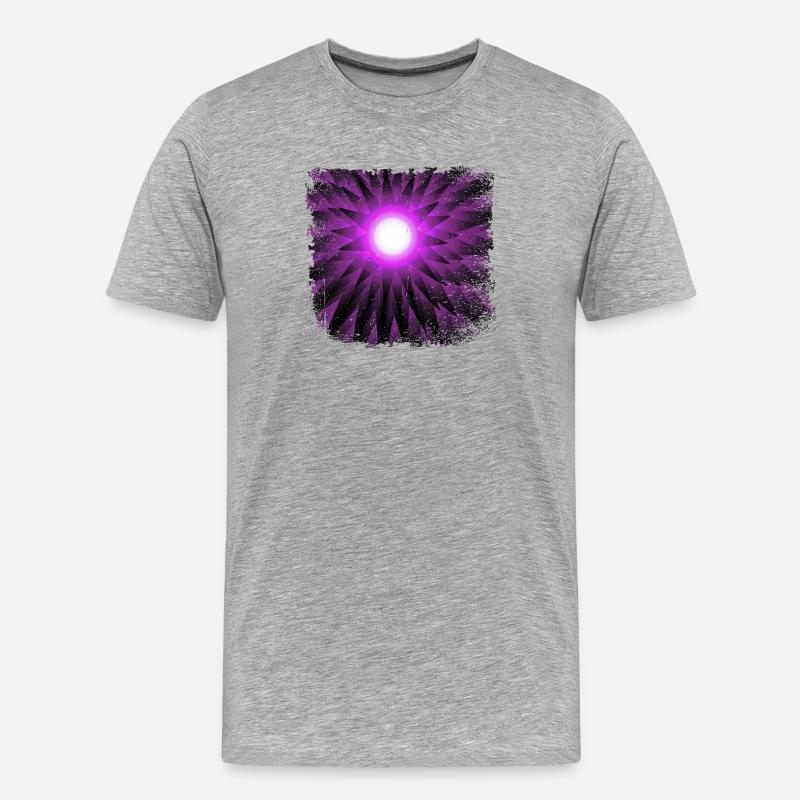 Supernova violett mit ausgefranstem Rand - Männer Premium Bio T-Shirt - Grau meliert