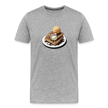 Gaufres Gaufres Lover Cadeau de gaufre drôle - T-shirt bio Premium Homme - gris chiné - Devant - Damien (186cm)