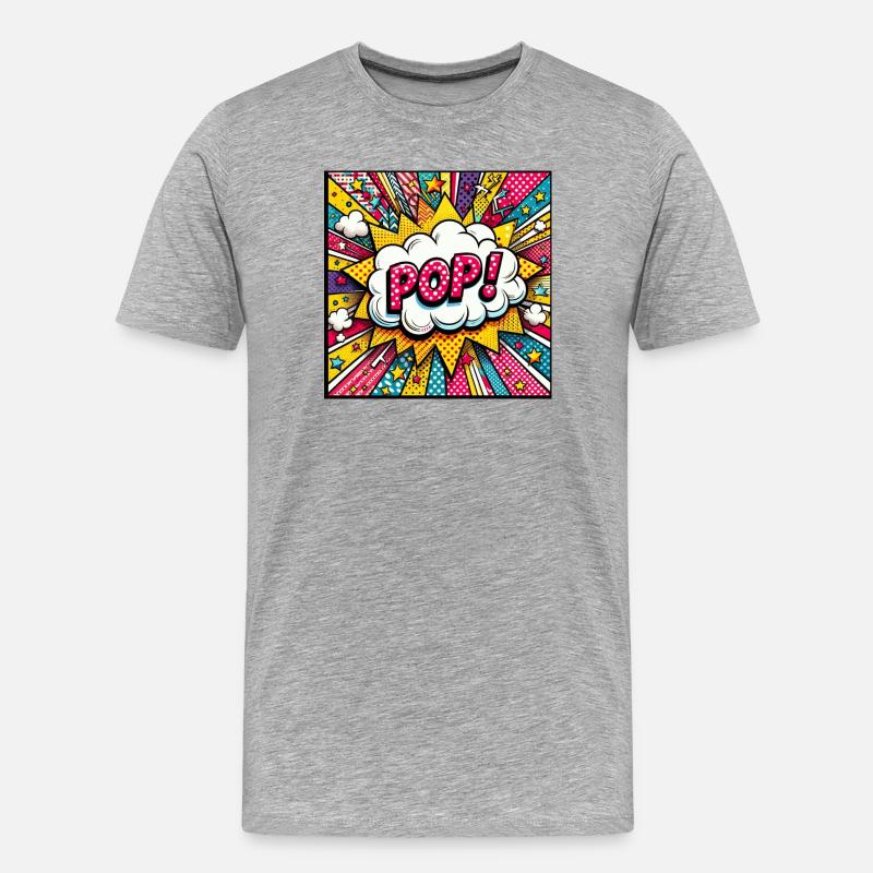 Pop 1 - Männer Premium Bio T-Shirt - Grau meliert