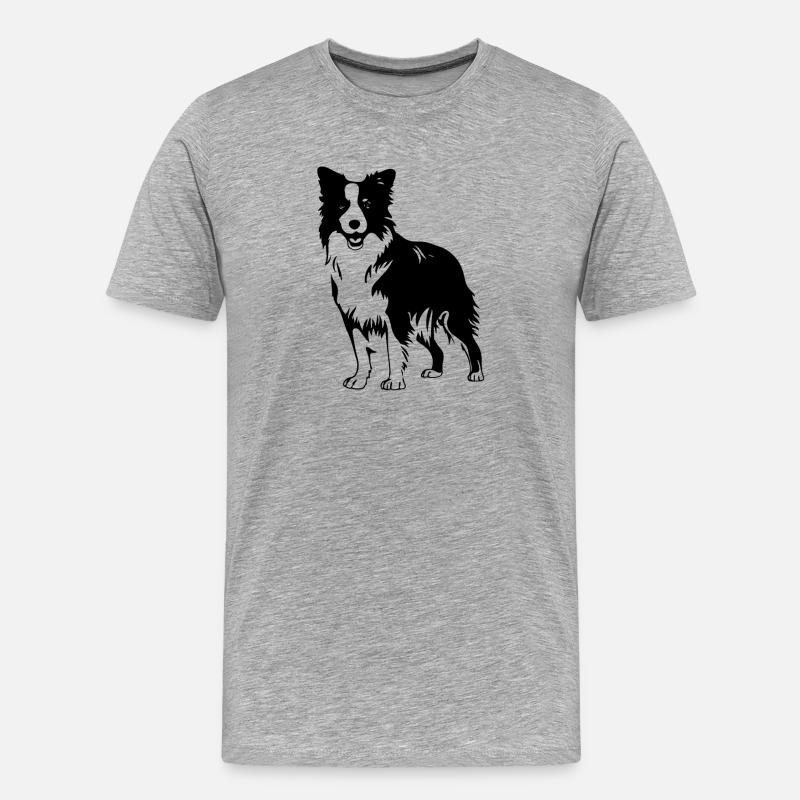 Border Collie - Männer Premium Bio T-Shirt - Grau meliert