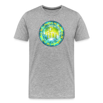Cyber Techno Design mit Leuchtfarben - Männer Premium Bio T-Shirt - Grau meliert - Vorne - Damien (186cm)