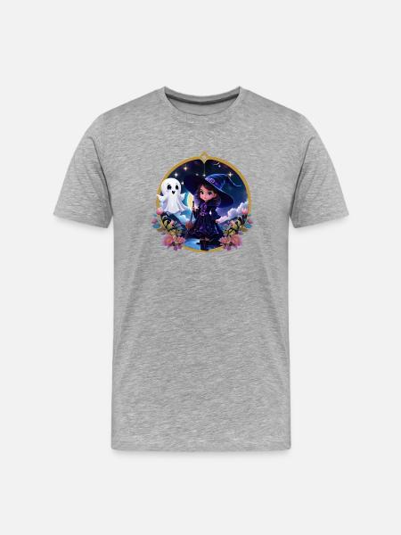 Little witch with big, bright eyes. - Men's Premium Organic T-Shirt - heather grey