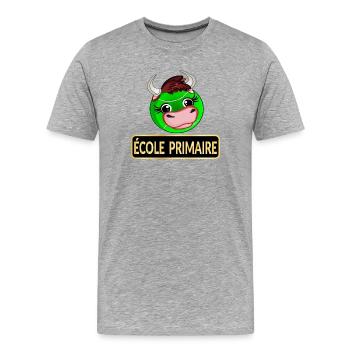 École Primaire Tennis - T-shirt bio Premium Homme - gris chiné - Devant - Damien (186cm)