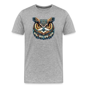 Owl - Men's Premium Organic T-Shirt - heather grey - Front - Damien (186cm)