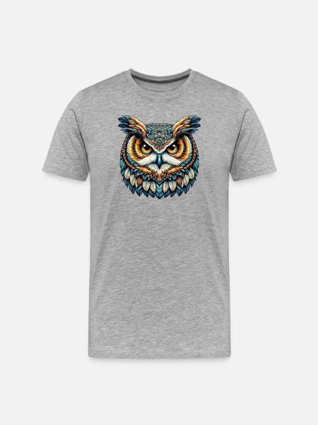 Owl - Men's Premium Organic T-Shirt - heather grey