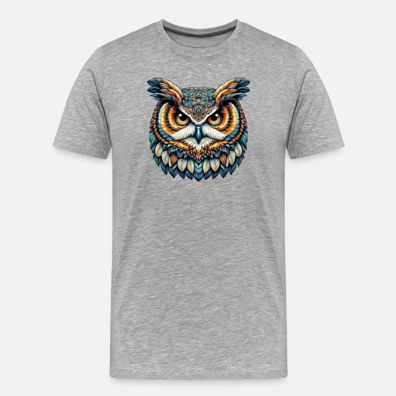 Eule - Männer Premium Bio T-Shirt - Grau meliert