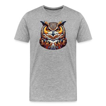 Owl - Men's Premium Organic T-Shirt - heather grey - Front - Damien (186cm)