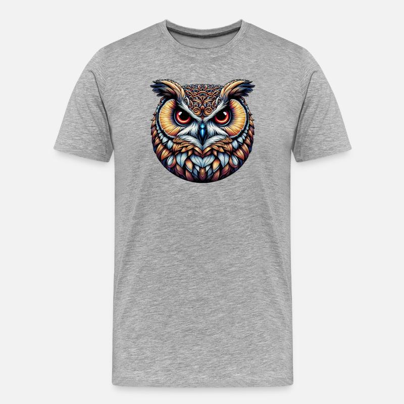 Eule - Männer Premium Bio T-Shirt - Grau meliert