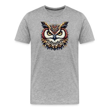 Eule - Männer Premium Bio T-Shirt - Grau meliert - Vorne - Damien (186cm)