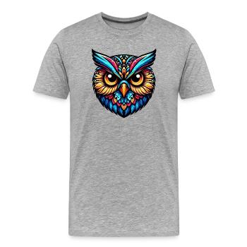 Owl - Men's Premium Organic T-Shirt - heather grey - Front - Damien (186cm)