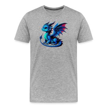 Drache - Männer Premium Bio T-Shirt - Grau meliert - Vorne - Damien (186cm)