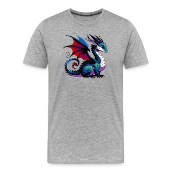 Drache - Männer Premium Bio T-Shirt - Grau meliert - Vorne - Damien (186cm)