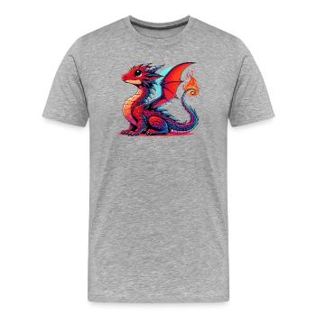 Drache - Männer Premium Bio T-Shirt - Grau meliert - Vorne - Damien (186cm)