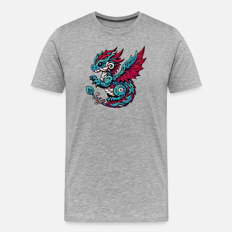 Drache - Männer Premium Bio T-Shirt - Grau meliert