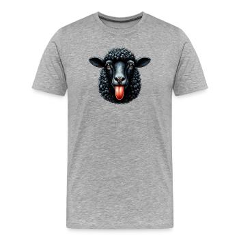 Famille rebelle, le mouton noir fait la langue - T-shirt bio Premium Homme - gris chiné - Devant - Damien (186cm)
