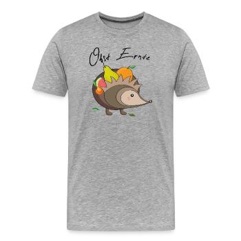 Obst Ernte Igel - Männer Premium Bio T-Shirt - Grau meliert - Vorne - Damien (186cm)