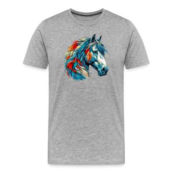 Cheval - T-shirt bio Premium Homme - gris chiné - Devant - Damien (186cm)