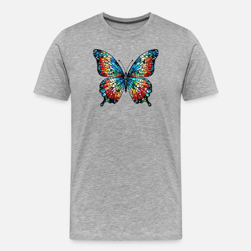Schmetterling - Männer Premium Bio T-Shirt - Grau meliert