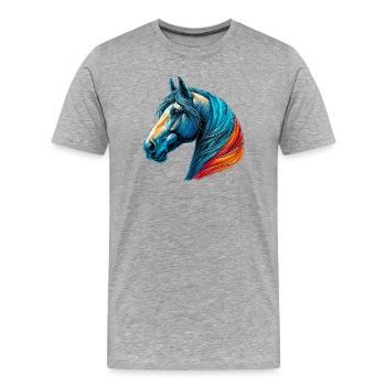Pferd - Männer Premium Bio T-Shirt - Grau meliert - Vorne - Damien (186cm)