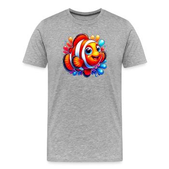 Poisson-clown - T-shirt bio Premium Homme - gris chiné - Devant - Damien (186cm)