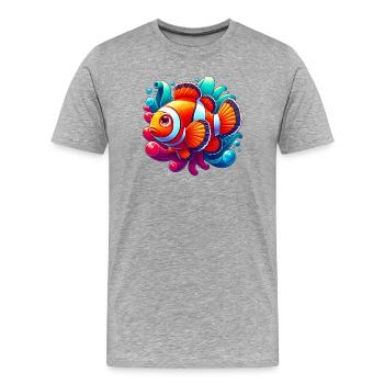 Poisson-clown - T-shirt bio Premium Homme - gris chiné - Devant - Damien (186cm)