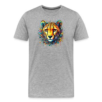 Guépard - T-shirt bio Premium Homme - gris chiné - Devant - Damien (186cm)