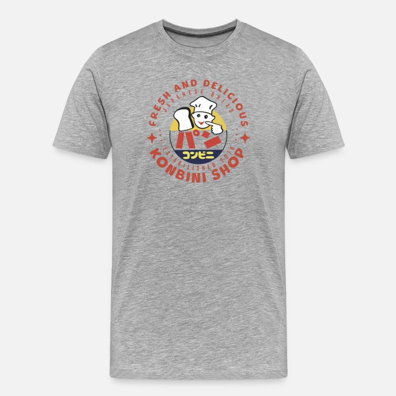 I Love Konbini Bread - Männer Premium Bio T-Shirt - Grau meliert