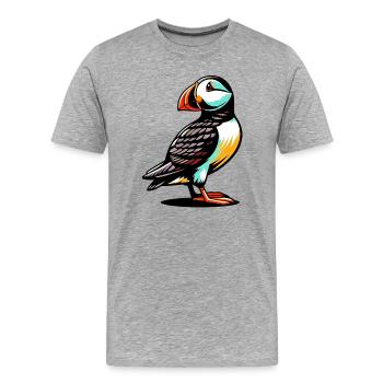 Macareux - T-shirt bio Premium Homme - gris chiné - Devant - Damien (186cm)