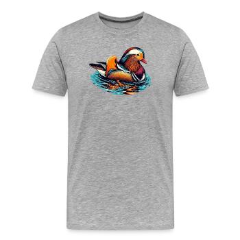 Canard mandarin - T-shirt bio Premium Homme - gris chiné - Devant - Damien (186cm)