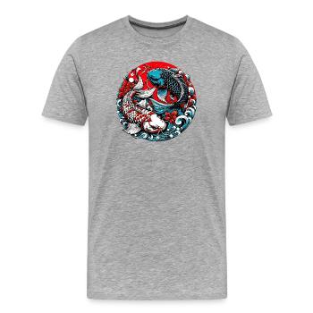 Koi-Karpfen - Männer Premium Bio T-Shirt - Grau meliert - Vorne - Damien (186cm)