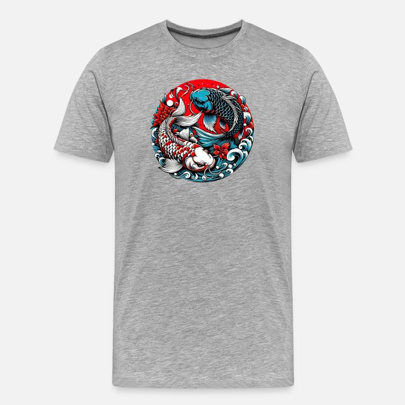 Koi-Karpfen - Männer Premium Bio T-Shirt - Grau meliert